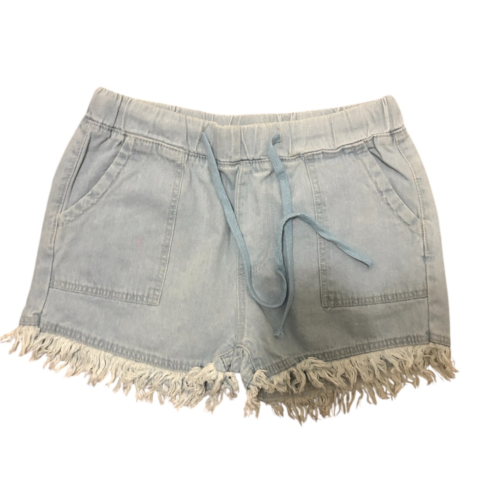 Light Blue denim Frayed Hem Women Shorts